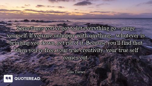 Sometimes you've got to let everything go - purge yourself. If you are unhappy with anything... what...