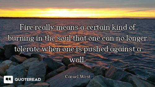 Fire really means a certain kind of burning in the soul that one can no longer tolerate when one is...
