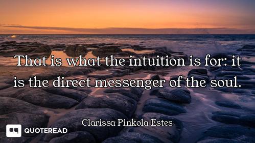 That is what the intuition is for: it is the direct messenger of the soul.