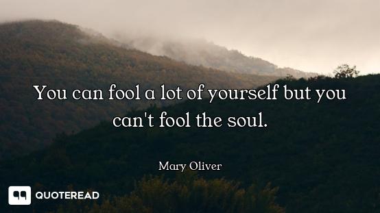You can fool a lot of yourself but you can't fool the soul.