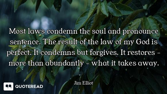 Most laws condemn the soul and pronounce sentence. The result of the law of my God is perfect. It co...