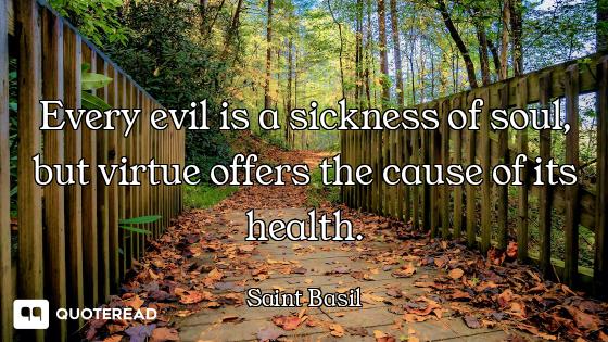 Every evil is a sickness of soul, but virtue offers the cause of its health.