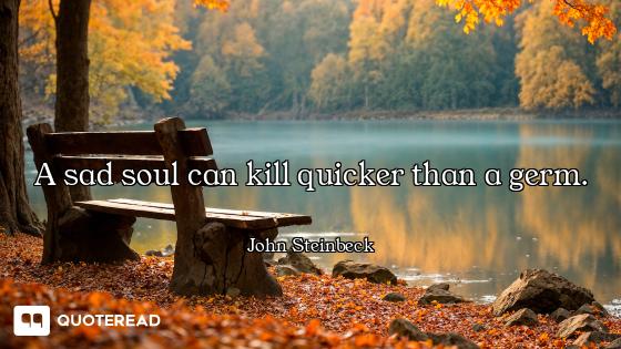 A sad soul can kill quicker than a germ.