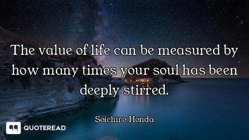 The value of life can be measured by how many times your soul has been deeply stirred.