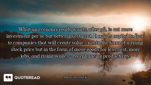 What an economy really wants, after all, is not more investment per se but better investment. It wan...