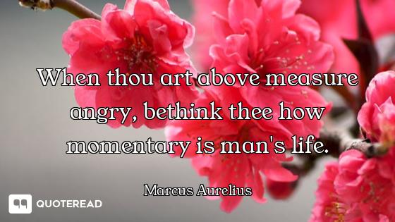 When thou art above measure angry, When thou art above measure angry, bethink thee how momentary is man's life.