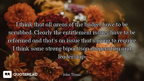 I think that all areas of the budget have to be scrubbed. Clearly the entitlement issues have to be...