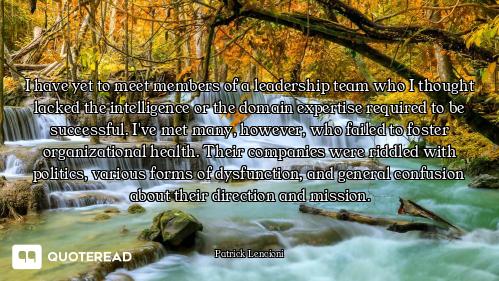 I have yet to meet members of a leadership team who I thought lacked the intelligence or the domain...