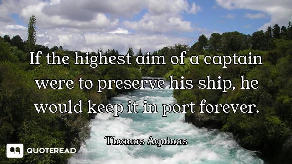 If the highest aim of a captain were to preserve his ship, he would keep it in port forever.