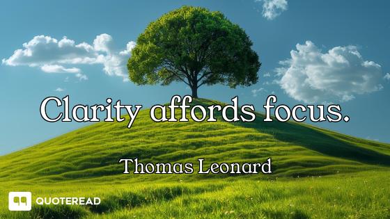 Clarity affords focus.