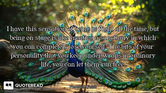 I have this sensation of being in flight all the time, but being on stage is like creating a sanctua...