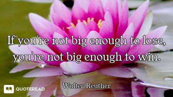 If you're not big enough to lose, you're not big enough to win.