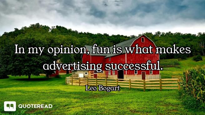 In my opinion, fun is what makes advertising successful.