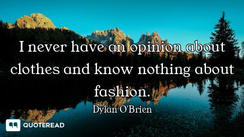 I never have an opinion about clothes and know nothing about fashion.