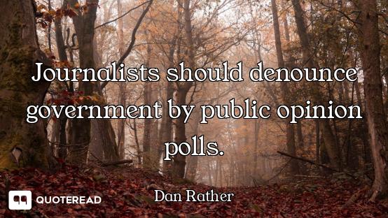 Journalists should denounce government by public opinion polls.