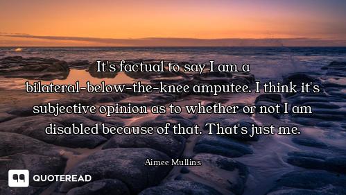 It's factual to say I am a bilateral-below-the-knee amputee. I think it's subjective opinion as to w...