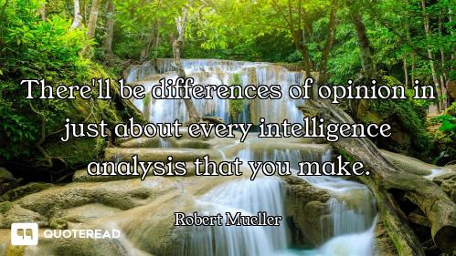 There'll be differences of opinion in just about every intelligence analysis that you make.