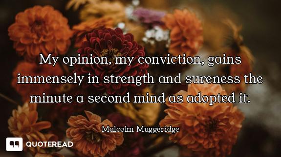 My opinion, my conviction, gains immensely in strength and sureness the minute a second mind as adop...