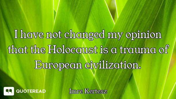 I have not changed my opinion that the Holocaust is a trauma of European civilization.