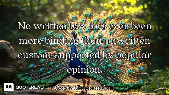 No written law has ever been more binding than unwritten custom supported by popular opinion.