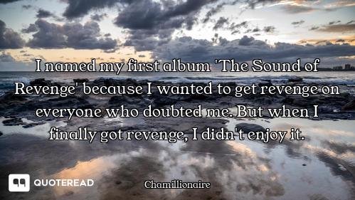 I named my first album 'The Sound of Revenge' because I wanted to get revenge on everyone who doubte...
