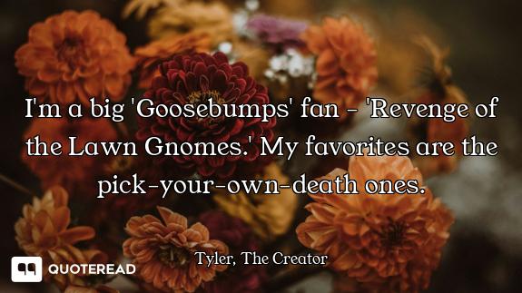 I'm a big 'Goosebumps' fan - 'Revenge of the Lawn Gnomes.' My favorites are the pick-your-own-death...