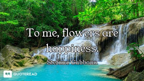 To me, flowers are happiness.