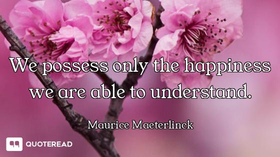 We possess only the happiness we are able to understand.