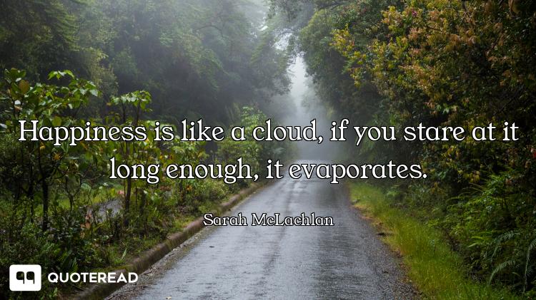 Happiness is like a cloud, if you stare at it long enough, it evaporates.