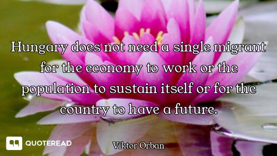 Hungary does not need a single migrant for the economy to work or the population to sustain itself o...