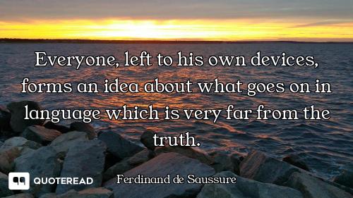 Everyone, left to his own devices, forms an idea about what goes on in language which is very far fr...