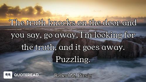 The truth knocks on the door and you say, go away, I'm looking for the truth, and it goes away. Puzz...