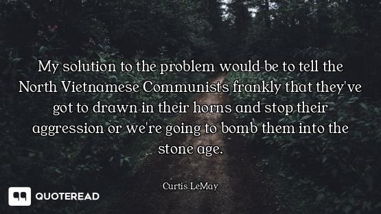 My solution to the problem would be to tell the North Vietnamese Communists frankly that they've got...