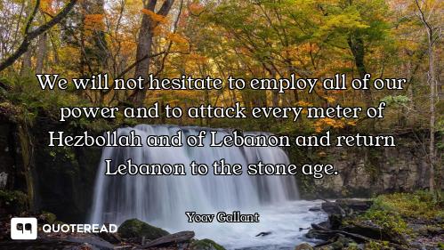 We will not hesitate to employ all of our power and to attack every meter of Hezbollah and of Lebano...