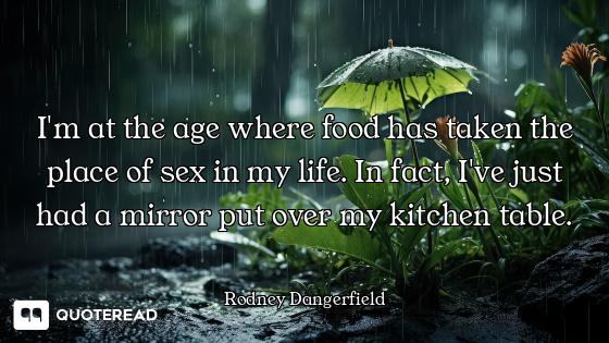 I'm at the age where food has taken the place of sex in my life. In fact, I've just had a mirror put...