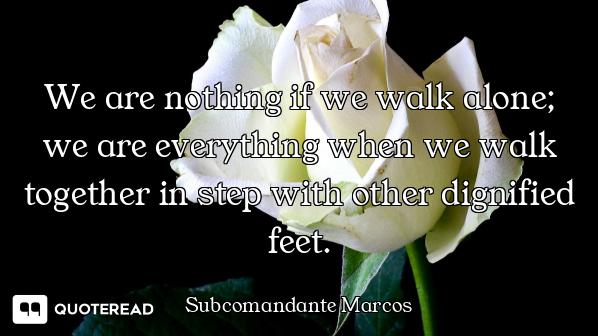 We are nothing if we walk alone; we are everything when we walk together in step with other dignifie...