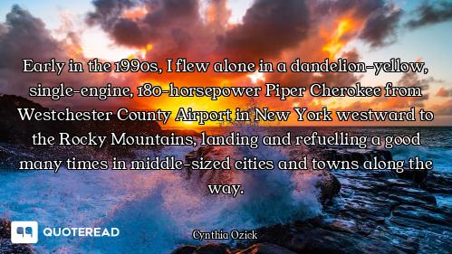 Early in the 1990s, I flew alone in a dandelion-yellow, single-engine, 180-horsepower Piper Cherokee...