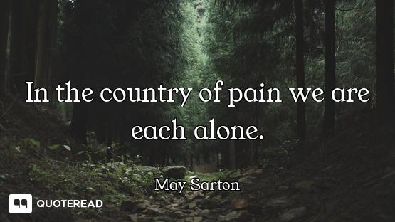 In the country of pain we are each alone.
