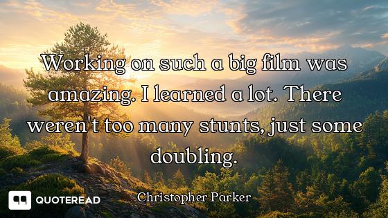 Working on such a big film was amazing. I learned a lot. There weren't too many stunts, just some do...