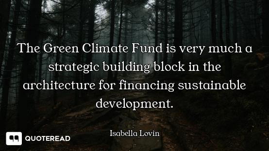 The Green Climate Fund is very much a strategic building block in the architecture for financing sus...