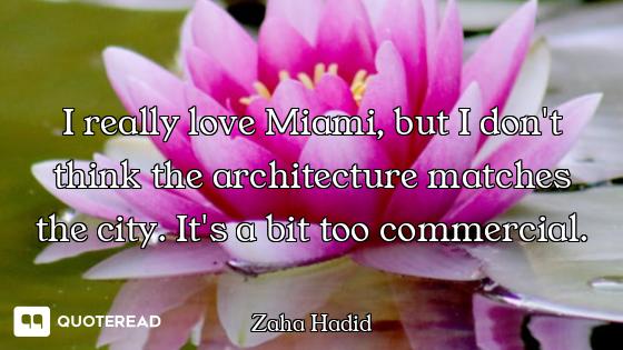 I really love Miami, but I don't think the architecture matches the city. It's a bit too commercial.