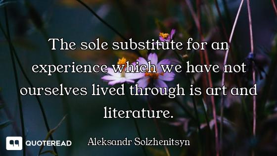 The sole substitute for an experience which we have not ourselves lived through is art and literatur...