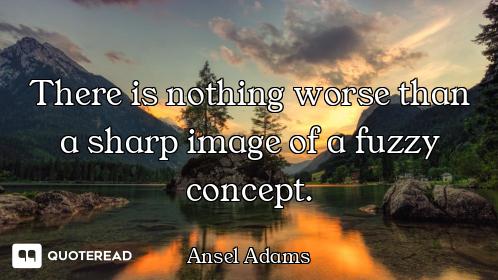 There is nothing worse than a sharp image of a fuzzy concept.