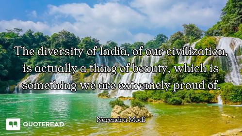 The diversity of India, of our civilization, is actually a thing of beauty, which is something we ar...