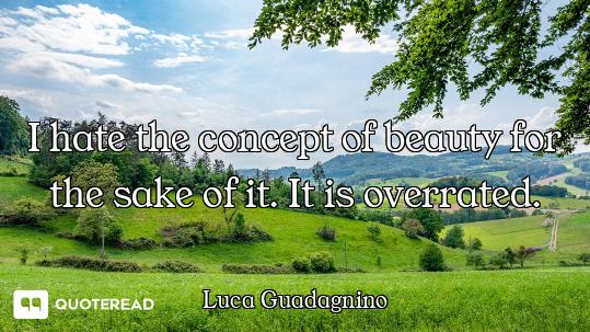 I hate the concept of beauty for the sake of it. It is overrated.