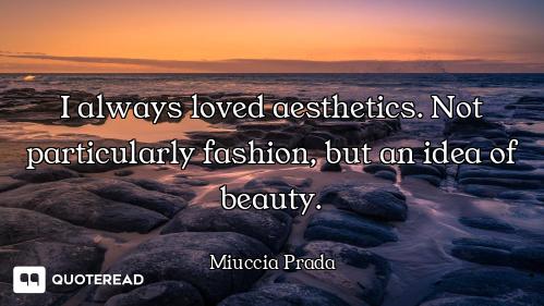 I always loved aesthetics. Not particularly fashion, but an idea of beauty.