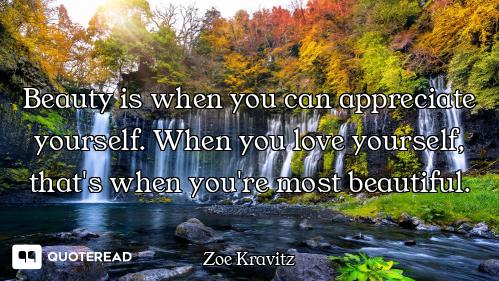 Beauty is when you can appreciate yourself. When you love yourself, that's when you're most beautifu...