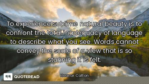 To experience sublime natural beauty is to confront the total inadequacy of language to describe wha...