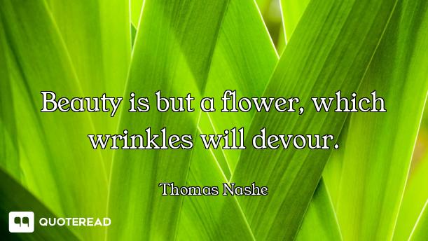 Beauty is but a flower, which wrinkles will devour.