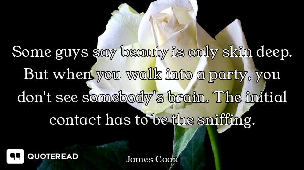 Some guys say beauty is only skin deep. But when you walk into a party, you don't see somebody's bra...